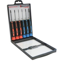 Jeu de 6 tournevis de précision
Longueur de la lame: 60mm
Longueur du tournevis: 105mm
-Plat 2- 3- 4
-Cruciforme PH00 - PH0 -PH1