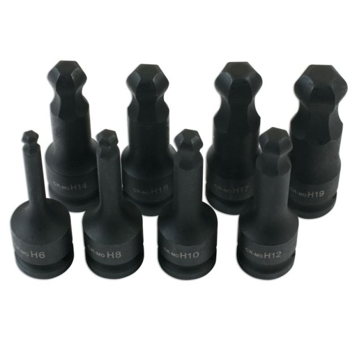 Jeu d'embouts hexagonaux à chocs - têtes sphériques, carré de 1/2"