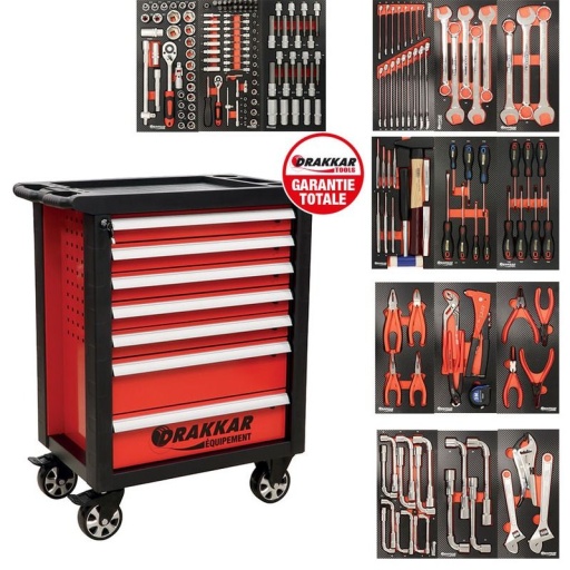 Servante complète Drakkar 205 outils dans module finition métale
