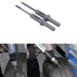 Les m&egrave;ches de colmatage, comme les Connect 37003, peuvent &ecirc;tre difficiles &agrave; ins&eacute;rer, en particulier sur les pneus renforc&eacute;s que l&rsquo;on trouve couramment sur les v&eacute;hicules &eacute;lectriques, les voitures plus lourdes et les 4x4. 
Le Laser 9323 a &eacute;t&eacute; con&ccedil;u pour faciliter et acc&eacute;l&eacute;rer l&rsquo;installation des m&egrave;ches de r&eacute;paration &agrave; l&rsquo;aide d'un marteau pneumatique ou &eacute;lectrique.

Contient : 1 poin&ccedil;on pour nettoyer les trous et 1 aiguille pour installer les m&egrave;ches de r&eacute;paration.
Utilis&eacute; pour installer les m&egrave;ches de r&eacute;paration pour pneus, y compris les r&eacute;f&eacute;rences 37003, 9146 et 9147.
En chrome molybd&egrave;ne (SCM440).
Convient pour une utilisation avec le marteau pneumatique Laser (r&eacute;f&eacute;rence 6031) ou &eacute;quivalent.