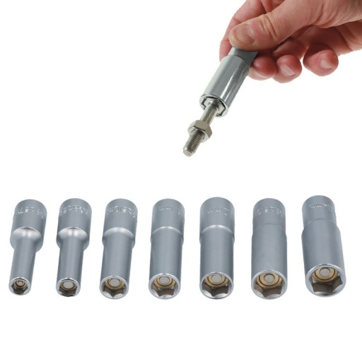 Jeu de douilles longues magnétiques, 7 pièces MM, carré de 3/8"