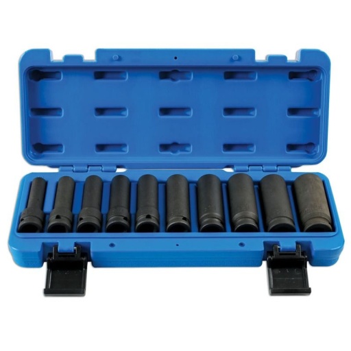 Jeu de douilles longues à impact à entraînement de 1/2", 10 pièces