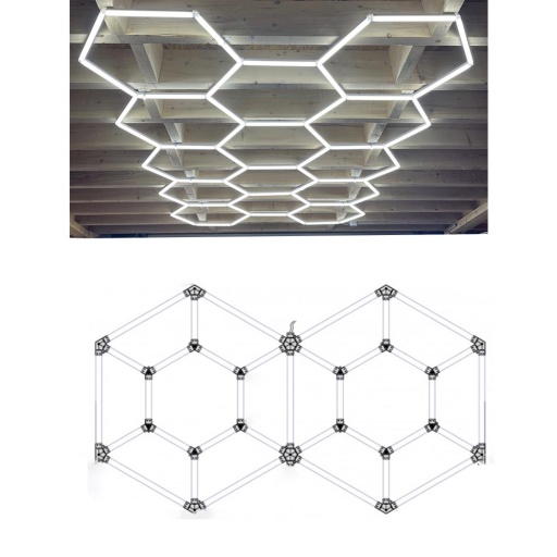Ensemble eclairage atelier double hexagone 315W