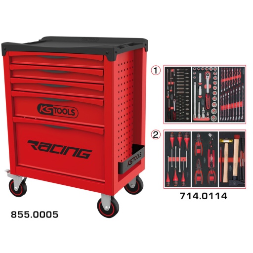 Servante RACING 5 tiroirs équipée de 114 outils