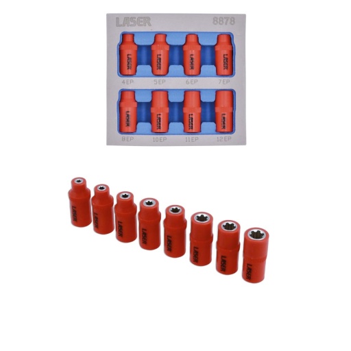 Jeu de douilles isolées Torx femelle Plus® à carré de 1/4" 8 pièces