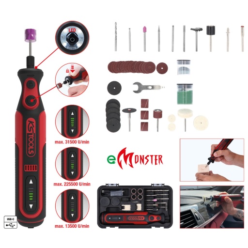 Jeu d’outil multifonction eMONSTER sans fil avec 50 accessoires