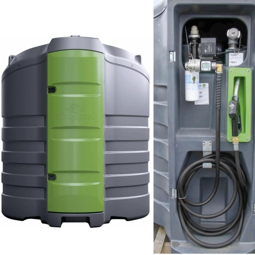 Cuve de stockage gasoil PEHD 2500L DP avec armoire int&eacute;gr&eacute;e pour station &agrave; gasoil 230V 79 l/min et pistolet automatique/Compteur/filtre