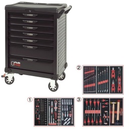 Servante d'atelier ks tools 7 tiroirs
- tiroir ouverture one by one antibasculement
- système fermeture centralisee par serrure
- plan de travail avec range visseries
- 4 roues robustes 125mm (2 directionelles avec freins)
- dimensions :
h 1016 x l 680 x p 455mm triroirs 
6 x h55xl565xp405mm 1 xh205xl565xp405mm charge par tiroirs 45kg
poids vide de la servante 54.5kg
résistance statique 500kg
servante atelier de la marque ks tools. avec noir complet du plus belle effet. parfaite pour une utilisation dans les milieux salissants (garage. industrie...)
Composition :
Douilles et accessoires ULTIMATE 1/4". 54 pièces ref 713.1020
- Cliquet réversible 72 dents
- 1x Poignée emmanchée 1/4’’
- 2x Rallonges 1/4’’ : L. 50 mm et L. 100 mm
- 1x Rallonge flexible : L. 150 mm
- 1x Poignée coulissante T : L. 115 mm
- 1x Cardan universel 1/4"
- 13x Douilles 1/4’’ : 4 - 4.5 - 5 - 5.5 - 6 - 7 - 8 - 9 - 10 - 11 - 12 - 13 - 14 mm
- 8x Douille longue 1/4" : 6 - 7 - 8 - 9 - 10 - 11 - 12 - 13
- 1x Porte embout 1/4" 
- 3x Embouts de vissage Fente 4 - 5.5 - 8 mm 
- 3x Embouts de vissage PHILLIPS® PH 1 - PH 2 - PH3 
- 2x Embouts de vissage POZIDRIV® PZ 1 - PZ 2 
- 6x Embouts de vissage 6 pans : 3 - 4 - 5 - 6 - 7 - 8 mm
- 7x Embouts de vissage TORX® profil E T10 - T15 - T20 - T25 - T27 - T30 - T40
​- 4x Embouts de vissage 12 pans : M4 - M5 - M6 - M8 
Module de douilles et accessoires ULTIMATE 1/2'' . 24 pièces ref 713.1024
- 1 x Cliquet réversible 72 dents
- 2 x Rallonges : 125 - 250 mm
- 1 x Cardan universel 1/2"
- 1 x Bague coulissante 3/8" x 1/2"
- 17 x Douilles : 10 - 11 - 12 - 13 - 14 - 15 - 16 - 17 - 18 - 19 - 20 - 21 - 22 - 24 - 27 - 30 - 32 mm
- 2 x Douilles longues : 16 - 21 mm
Module de douilles longues et accessoires 1/2". 17 pièces ref : 713.1026 
- 1 x Rallonge : 125 mm
- 2 x Rallonges à verrouillage : 75 - 250 mm
- 10 x Douilles : 10 - 11 - 12 - 13 - 15 - 17 - 19 - 22 - 24 - 27 mm
- 4 x Douilles 6 pans : 14 - 16 - 18 - 21 mm
Module de clés mixtes ULTIMATE. 17 pièces KS TOOLS Réf : 713.2017 
- 17 x Clés mixtes : 6 - 7 - 8 - 9 - 10 - 11 - 12 - 13 - 14 - 15 - 16 - 17 - 18 - 19 - 20 - 21 - 22 mm
Module de clés mixtes ULTIMATE. 5 pièces ref : 713.2015 
- 5 x Clés mixtes : 24 - 27 - 29 - 30 - 32 mm
Module de pinces. 4 pièces ref : 713.4014 
- 1 x Pince coupante diagonale : L. 160 mm
- 1 x Pince universelle : L. 180 mm
- 1 x Pince à bec demi-rond : L. 200 mm
- 1 x Pince multiprises à verrouillage : L. 250 mm
Module de vissage. 28 pièces ref : 712.5028 
- 1 x Tournevis ULTIMATE tom pouce Fente : 6.5 mm
- 3 x Tournevis ULTIMATE Fente : 3.5 - 5.5 - 8 mm
- 1 x Tournevis ULTIMATE tom pouce PHILLIPS : PH2
- 3 x Tournevis ULTIMATE PHILLIPS : PH1 - PH2 - PH3
- 1 x Tournevis ULTIMATE tom pouce PROZIDRIV : PZ2
- 3 x Tournevis ULTIMATE POZIDRIV : PZ1 - PZ2 - PZ3
- 1 x Jeu de clés mâles 6 pans à tête sphérique longues : 2 - 2.5 - 3 - 4 - 5 - 6 - 8 - 10 mm
- 1 x Jeu de clés mâles TORX longues : T10 - T15 - T20 - T25 - T30 - T40 - T45 - T50
Module d'outils de frappe manche bois. 9 pièces ref : 713.1101 
- 1 x Burin de carossier extra-plat : 250 mm
- 6 x Chasse goupilles brunis : 3 - 4 - 5 - 6 - 10 mm
- 1 x Marteau rivoir : 600g
- 1 x Maillet à embouts plastique interchangeables : 340g