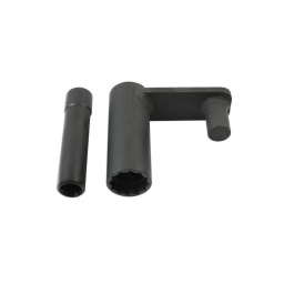 Applications : Land Rover Freelander 2 à partir de 2006
Un kit de 2 pièces comprenant un outil de retenue d'écrou de pignon à 12 pans et une douille cannelée
À utiliser avec une clef dynamométrique adéquate d'une capacité minimale de 250 N.m (voir Laser 7169)
Équivalent de l'outil OEM JLT-205-984
À utiliser conformément aux instructions données par le constructeur