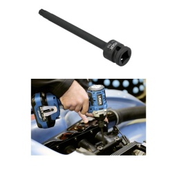Douille de qualité impact série longue, T55 étoile*, carré de 1/2", pour utilisation sur les boulons de retenue des roulements de roue Ford Transit. 
Construction en une seule pièce et en chrome-molybdène pour une meilleure résistance aux chocs, avec fini au phosphate noir anticorrosion, ainsi qu'une rainure et des trous pour l'utilisation d'une bague de retenue et d'une pige.

Les applications comprennent : Boulons de retenue de roulements de roue Ford Transit.
Dimensions : T55 x 150 mm x carré de 1/2".
Qualité impact, en chrome-molybdène pour la robustesse, avec fini au phosphate noir.
Pour les boulons de fixation de disques avant des roues arrière jumelées de Transit, voir la référence Laser 9149, douille à impact T55.
Également disponible en tant qu'élément d'un ensemble, référence 8706. *TORX® & TORX PLUS® sont des marques déposées d'Acument Intellectual Properties, LLC