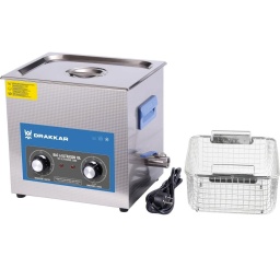 Bac inox &agrave; ultrasons 10L 240W
Cuve inox SUS 304.

Tension : 230V.
Fr&eacute;quence des ultrasons : 40kHz.
R&eacute;glage de temp&eacute;rature de 20 &agrave; 80&deg;C.
Minuterie r&eacute;glable 0 &agrave; 20 minutes.
Vanne de vidange pour vider proprement la cuve.

Capacit&eacute;
10L
Fr&eacute;quence
40kHz
Puissance
240W
Puissance de chauffe
500W
Type de cuve
cuve inox SUS304
Dimensions int&eacute;rieures
300x240x150mm
Dimensions ext&eacute;rieures
380x270x315mm
Poids article
8,2KG
