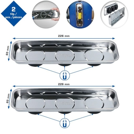 Jeu de 2 plateaux magnétiques en acier inoxydable
