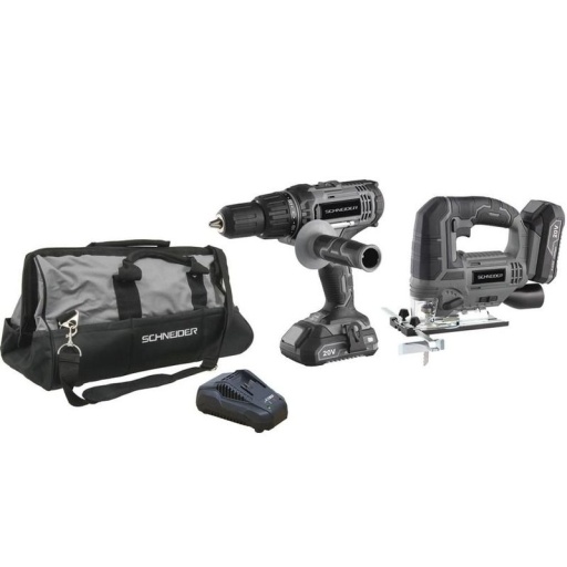 Pack Perceuse Percu 50+Scie Sauteuse+Grand+Chargeur + 2 Batteries 2ah