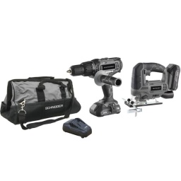 Pack Perceuse Percu 50+Scie Sauteuse+Grand+Chargeur + 2 Batteries 2ah
Composé de : 
- 1 perceuse visseuse à percussion 20V 50Nm réf. 50502 
- 1 scie sauteuse 20V réf. 50512 
- 1 sac porte-outils textile 52,8L réf. 50800 
- 1 chargeur rapide 2,4A réf. 50518 
- 2 batteries Li-ion 20V 2Ah réf. 50515