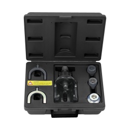 Jeu d'outils de biellette de direction
- pour le montage et le démontage des rotules supérieures sans démontage de l'oscillant transversal
- vis de force avec bille de maintien pour embouts de pression
- 3 embouts de pression
- 2 fourches de Réduction avec butee pour appareil de base
- code couleur pour identifier rapidement les composants
- coffret de rangement
utilisation : t4 bus / multivan / california / pritsche etc.
composition :
appareil de base avec fenetre h= 135 mm vis de force tr24. sw24 l = 110 mm embout de montage. or. dia 52 x h 41 mm démontage d'embouts de pression taille noir. dia 36 x h 34 mm démontage d'embouts de pression taille noir. dia 40 x h 30 mm montage de fourche. noir. 55.5 mm montage de fourche. or. 51 mm circlip pour vis de force