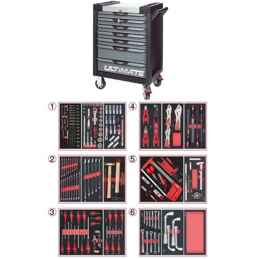 Servante Ultimate noir 7 tiroirs avec composition 202 outils 