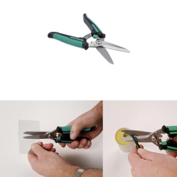 Cisaille polyvalente robuste, avec lames en acier inoxydable, conçue pour couper les câbles, les grillages et crépines, les tuyaux flexibles, le plastique, les joints et le cuir. 
Les poignées à ressort sont en polypropylène avec prise confortable TRP, et comportent un cran de sécurité facile à utiliser d'une seule main.

Applications : coupe de fils, crépines, câbles, tuyaux de lave-glace, tuyaux de liquide de refroidissement, caoutchouc, plastique, joints, etc.
Longueur : 200 mm.
Poignées en PP (polypropylène) à ressort avec revêtement TPR pour une prise confortable et cran de sécurité.
Lames en acier inoxydable SS420 J2.
Lame dentelée pour une meilleure prise, permettant de réduire le risque de dérapage.