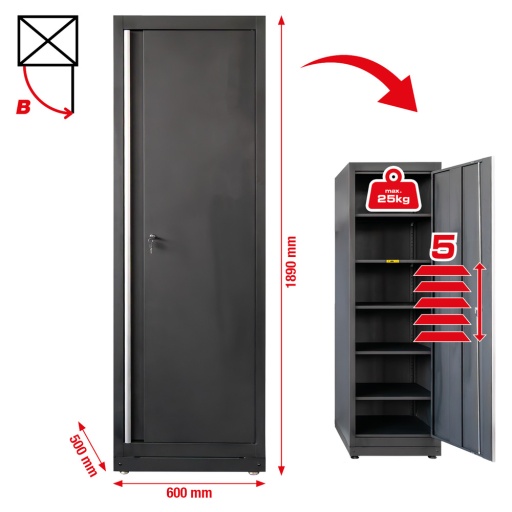 Mobilier d'atelier Moduleo armoire haute avec passage de c&acirc;bles &agrave; gauche