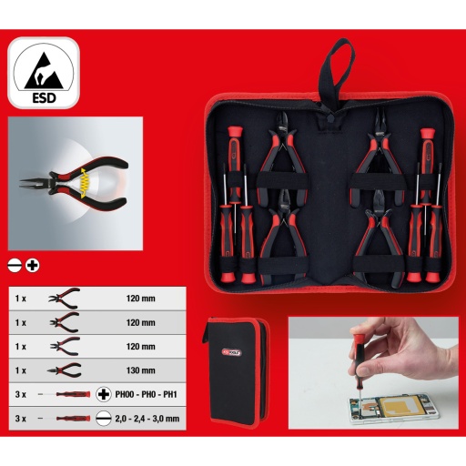 Coffret de pinces et tournevis électroniques 10 pcs