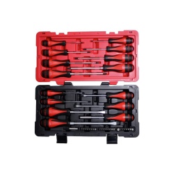 Coffret de tournevis ULTIMATE et embouts de vissage 1/4'', 40 pièces
Tournevis avec lame en acier trempé et manche tri-matière
Résistants aux produits chimiques
Embouts résistants en acier S2 disposés sur support
Coffret en matière plastique robuste