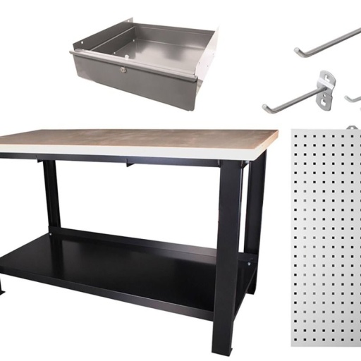 Ensemble établi de mécanicien en bois/métal 1500mm 700Kg + accessoires