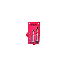 Jeu de 3 clés 4 en 1 

- nouvelle technologie gearplus qui permet de deserrer ou serrer 4 taille d'écrous avec une seule clé !
- clé cliquet 72dents réversible
- chrome vanadium mat 
- grantie vie
- composition :
1 clé 8/9/10/11mm 1 clé 12/13/14/15mm 1 clé 16/17/18/19mm 