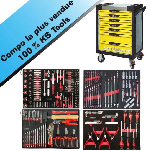 Servante d'atelier ultimate + compo outillage 4 tiroirs ks tools