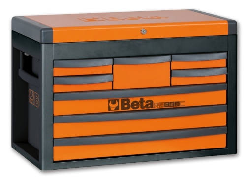 Coffre à outils portable avec 8 tiroirs orange