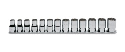 Jeu de douilles multidents 6 pans, carré femelle 1/2", chromées