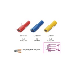 Cosse isolée rapide femelle 6,3x0,8 pour fil 1,5-2,5mm²
- lot de 50