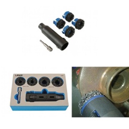 Pour le nettoyage de la corrosion des moyeux, particulièrement utile pour nettoyer autour de la base des goujons.
Comprend 1 poignée à changement rapide et adaptateur.
 Également 2petits disques de nettoyage de 40,5mm et 2grands disques de nettoyage de 46,5mm
Disques abrasifs de rechange disponibles:  petit ref 7199 et grand ref 7198  
Fourni dans un coffret de rangement moulé par soufflage