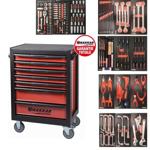 Servante complète Drakkar 205 outils dans module finition métale
