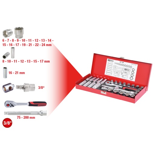 Coffret de douilles 3/8'' 30 pcs