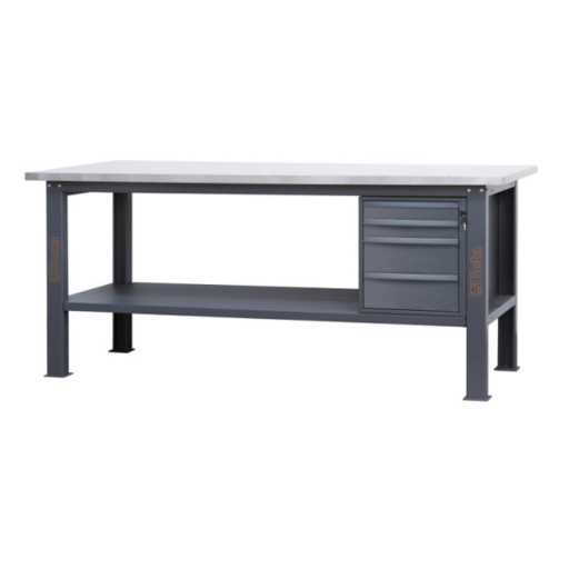 Etabli longueur 2,1m avec plan de travail bois 4 tiroirs C58BC-X2,1 4C/A