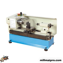 Mini tour à métaux
voltage 230v
puissance moteur 150w
distance entre pointe 125mm hauteur de travail 110mm alésage poupee mobile dia 10
fixation mandrin m14x1
deplacement chariot transversale 50mm mandrin 3 mors fourni dia 50mm vitesse de travail 100 a 3800tr/min
poids 13kg
dimensions 440x270x210mm 