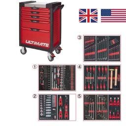 Servante d'atelier 7 tiroirs Ultimate
- Composition 311 outils; outillage idéal pour aviation, moto et auto anglaise et américaine
Tiroir 1 : Douille 1/4 - douille 1/2 - douille torx femelle et embouts 10mm torx, allen, xzn
Tiroir 2: douille cote en pouce, et cle allen en pouce, pinces
Tiroir 3: clés mixtes métrique et cote en pouce
Tiroir 4: tournevis plat cruciforme, martellerie
Trioir 5: cle allen en T , cle torx en T, pince circlips
Servante d'atelier kstools. série ultimate. est le modèle de desserte d'atelier. le plus haut de gamme  de la marque. ks tools. 
les tiroirs de la servante d'atelier ultimate, possedent un système de glissière à roulements à billes (résistance 45kg). Equipé du système "one by one"., ouverture d'un seul tiroir a la fois, vous pouvez deplacer votre servante d'atelier sans forcement l'a fermer a clé !
Les tiroirs de cette servante ont une grande capacité. 40cm de profondeur par 57cm de largeur, tout les tiroirs de cette servante d'atelier sont fournis avec un tapis mousse, a installer au fond. 
Le plan de travail des servantes d'atelier Ultimate est recouvert d'un plateau inox et de boitier "range visserie" sur les cotés,
Au niveau du chassis, les pans de cette servante d'atelier sont perfores, se qui vous permet l'instalation de nombreuses options. tel que. un dérouleur de papier, des crochets de fixations...
Cette gamme  de servante d'atelier repond parfaitement au rangement pour le mécanicien, carrossier, mais aussi pour les métiers de l'industrie (rangement d'outils de tours / fraiseuse...) ainsi que des domaines tel que le medical. l'aéronotique...
- construction a pans coupés renforçant la structure du bati
- système "one by one" antibasculement 
- panneau lateral déporté et pré-percé pour fixation de crochet et accessoires
- 2 roues fixes grand diamètre pour une meilleure stabilite et un déplacement aise sur tous types de sols
- 2 roues pivotantes avec système de freinage total
- plan de travail avec rangements et recouvert inox
- tiroirs sur glissieres à billes extra-resistant (45 kg par tiroir)
- tiroirs à ouverture totale
- fermeture totale et simultanee des tiroirs par serrure 
- poignée tubulaire de manutention
- finition "Ultimate"
Composition :
Module 54 pièces douilles et accessoires 1/4’’ ref : 713.1020     
- Cliquet réversible 72 dents
- 1x Poignée emmanchée 1/4’’
- 2x Rallonges 1/4’’ : L. 50 mm et L. 100 mm
- 1x Rallonge flexible : L. 150 mm
- 1x Poignée coulissante T : L. 115 mm
- 1x Cardan universel 1/4"
- 13x Douilles 1/4’’ : 4 - 4,5 - 5 - 5,5 - 6 - 7 - 8 - 9 - 10 - 11 - 12 - 13 - 14 mm
- 8x Douille longue 1/4" : 6 - 7 - 8 - 9 - 10 - 11 - 12 - 13
- 1x Porte embout 1/4" 
- 3x Embouts de vissage Fente 4 - 5,5 - 8 mm 
- 3x Embouts de vissage PHILLIPS® PH 1 - PH 2 - PH3 
- 2x Embouts de vissage POZIDRIV® PZ 1 - PZ 2 
- 6x Embouts de vissage 6 pans : 3 - 4 - 5 - 6 - 7 - 8  mm
- 7x Embouts de vissage TORX® profil E T10 - T15 - T20 - T25 - T27 - T30 - T40
​- 4x Embouts de vissage 12 pans : M4 - M5 - M6 - M8
Module de douilles et accessoires ULTIMATE 1/2'' , 24 pièces ref : 713.1024  
- 1 x Cliquet réversible 72 dents
- 2 x Rallonges : 125 - 250 mm
- 1 x Cadran universel 1/2"
- 1 x Bague coulissante 3/8" x 1/2"
- 17 x Douilles : 10 - 11 - 12 - 13 - 14 - 15 - 16 - 17 - 18 - 19 - 20 - 21 - 22 - 24 - 27 - 30 - 32 mm
- 2 x Douilles longues : 16 - 21 mm
Module d'embouts de vissage et douilles TORX, 88 pièces ref : 713.5010
- 5 x Douilles TORX 1/4" : E4 - E5 - E6 - E7 - E8
- 4 x Douilles TORX 3/8" : E10 - E11 - E12 - E14
- 3 x Douilles TORX 1/2" : E16 - E18 - E20
- 1 x Douille porte-embouts 1/4" x 1/4"
- 2 x Douilles porte-embouts : 3/8" - 10 mm et 1/2" - 10 mm
- 1 x Rallonge : 30 mm
- 3 x Embouts de vissage Fente : 25 mm x (5,5 - 6,5 - 8,0 mm)
- 3 x Embouts de vissage PHILLIPS : 25 mm x (PH1 - PH2 - PH3)
- 6 x Embouts de vissage PROZIDRIV : 25 mm x (PZ1 - 2 x PZ2 - 3 x PZ3)
- 3 x Embouts de vissage 6 pans : 25 mm x (4 - 5 - 6 mm)
- 15 x Embouts de vissage TORX percé : 25 mm x (2 x T10 - 3 x T15 - 2 x T20 - 3 x T25 - 3 x T30 - 2 x T40)
- 2 x Embouts de vissage Fente : 30 mm x (8 - 10 mm)
- 2 x Embouts de vissage PHILLIPS : 30 mm x (PH2 - PH3)
- 7 x Embouts de vissage 6 pans : 30 mm x (4 - 5 - 6 - 7 - 8 - 10 - 12 mm)
- 9 x Embouts de vissage TORX percé : 30 mm x (T20 - T25 - T27 - T30 - T40 - T45 - T50 - T55 - T60)
- 5 x Embouts de vissage 12 pans : 30 mm (M5 - bM6 - M10 - M12)
- 5 x Embouts longs 6 pans : 75 mm x (5 - 6 - 7 - 8 - 10 mm)
- 8 x Embouts longs TORX percé : 75 mm x (T20 - T25 - T27 - T30 - T40 - T50 - T55 - T60)
- 4 x Embouts longs 12 pans : 75 mm x (M6 - M8 - M10 - M12)
Module de douilles en pouces 1/4'' - 1/2'', 62 pièces ref : 712.1010  
- 1 x Rallonge : 125 mm
- 2 x Rallonges à verrouillage : 75 - 250 mm
- 10 x Douilles : 10 - 11 - 12 - 13 - 15 - 17 - 19 - 22 - 24 - 27 mm
- 4 x Douilles 6 pans : 14 - 16 - 18 - 21 mm
Module de pinces, 4 pièces ref : 713.4014
- 1 x Pince coupante diagonale : L. 160 mm
- 1 x Pince universelle : L. 180 mm
- 1 x Pince à bec demi-rond : L. 200 mm
- 1 x Pince multiprises à verrouillage : L. 250 mm
Module de clés mixtes ULTIMATE, 17 pièces ref : 713.2017
- 17 x Clés mixtes : 6 - 7 - 8 - 9 - 10 - 11 - 12 - 13 - 14 - 15 - 16 - 17 - 18 - 19 - 20 - 21 - 22 mm
Module de clés mixtes ULTIMATE, 5 pièces  ref : 713.2015
- 5 x Clés mixtes : 24 - 27 - 29 - 30 - 32 mm
Module de clés mixtes ULTIMATE en pouces, 13 pièces ref : 713.2016
- 13 x Clés mixtes : 1/4" - 5/16" - 11/32" - 3/8" - 7/16" - 1/2" - 9/16" - 5/8" - 11/16" - 3/4" - 11/16" - 3/4" - 13/16" - 7/8" - 15/16" 
Module de tournevis ULTIMATE Fente - POZIDRIV, 6 pièces ref : 713.5016
- 4 x Tournevis ULTIMATE Fente : 4 - 5,5 - 6,5 - 8 mm
- 2 x Tournevis ULTIMATE PROZIDRIV : PZ1 - PZ2
Module de tournevis ULTIMATE TORX, 6 pièces ref : 713.5013
- 6 x Tournevis ULTIMATE TORX : T10 - T15 - T20 - T25 - T30 - T40
Module d'outils de frappe manche bois, 9 pièces ref : 713.1101 
- 1 x Burin de carossier extra-plat : 250 mm
- 6 x Chasse goupilles brunis : 3 - 4 - 5 - 6 - 10 mm
- 1 x Marteau rivoir : 600g
- 1 x Maillet à embouts plastique interchangeables : 340g 
Module de clés mâles 6 pans à poignée en T, 8 pièces ref : 713.5017
-  8 x Clés mâles 6 pans à poignée en T : 2 - 2,5 - 3 - 4 - 5 - 6 - 8 - 10 mm
Module de clés mâles TORX à poignée en T, 9 pièces ref : 713.5018
- 9 x Clés mâles TORX à poignée en T : T10 - T15 - T20 - T25 - T27 - T30 - T40 - T45 - T50
Module de 6 pinces à Circlips ref : 713.5006
- 2 x Pinces à joncs extérieur : 10 - 25 mm, 19 - 60 mm
- 1 x Pince extérieur coudée : 16 - 60 mm
- 2 x Pinces intérieur droites : 12 - 25 mm, 19 - 60 mm
- 1 x Pince intérieur coudée : 19 - 60 mm
 
- poids 57kg
- dimension hors tout : l678xl459xh859 (hauteur avec roues 1035mm 
- roue dia 125mm larg 50mm 