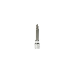 Douille tournevis phillips 1/2 chrome plus ph2

- longueur 110mm - profil strie
- finition polie chromee
- embout en acier s2
