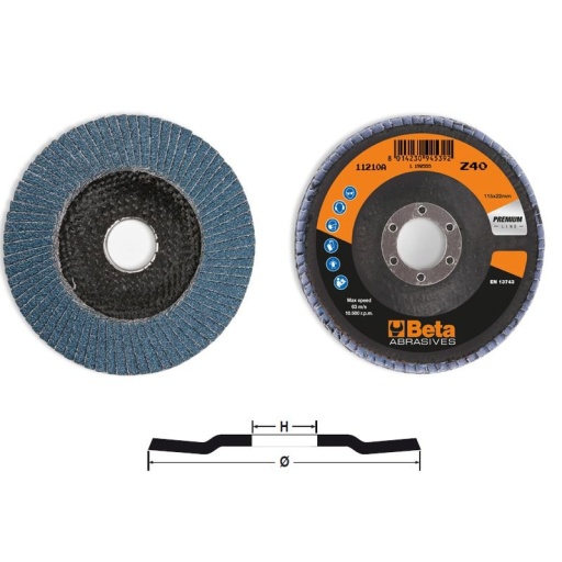 Disque à simple lamelle conique zirconium support fibre de verre 125mm 11210B grain 60