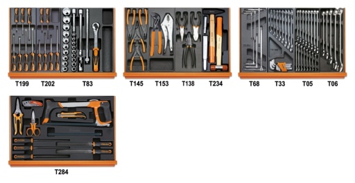 Composition de 104 outils Beta tools pour la maintenance générale en plateaux thermoformés rigides en ABS