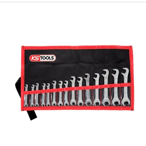 Pochette de 15 clés à fourches 15°+ 75°, 3,2 - 14 mm