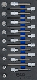 Avec moletageÉtendue de la livraison9 douilles à embouts, carré femelle 12,5 mm (1/2"), hexagone femelle 5 - 6 - 7 - 8 - 10 - 12 - 14 - 17 - 19 mm, longueur: 55 mm8 douilles à embouts, carré femelle 12,5 mm (1/2"), hexagone femelle 5 - 6 - 7 - 8 - 10 - 11 - 12 - 13 mm, longueur: 100 mm7 douilles à embouts, carré femelle 12,5 mm (1/2"), hexagone femelle 5 - 6 - 7 - 8 - 10 - 12 - 14 mm, longueur: 140 mm