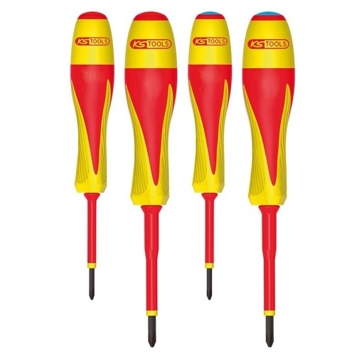 Jeu de tournevis bi-matière isolées 1000V pour borniers électriques. 4pcs