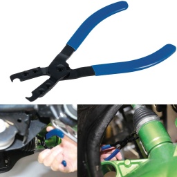 Paire de pinces pour colliers de soufflets de cardan conçues pour serrer les colliers de soufflets de cardan sans oreille utilisés sur divers véhicules du groupe Volkswagen, y compris Audi et Skoda, ainsi que sur divers véhicules Mercedes-Benz et Toyota. 
La tête est dotée d'une butée intégrée qui permet à la pince de se rapprocher suffisamment pour saisir sans couper, ce qui facilite la fixation correcte des clips. 
Les poignées sont enduites de vinyle pour une meilleure prise en main et un plus grand confort.
À utiliser sur les colliers de soufflets de cardan sans oreille.
Les applications comprennent : Audi, Skoda, Volkswagen. Convient également à divers véhicules Mercedes-Benz et Toyota.
Équivalent de l'OEM 3340 A.
Poignées enrobées de vinyle pour une prise confortable.
Convient pour une utilisation avec les colliers de soufflets de cardan, références 30881 et 30882