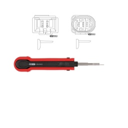 Extracteur de cosses pour connecteurs plats
- pour fabricant kostal mlk
- pour largeur de connecteur 1.2 mm - extraction suivant le principe 1
- capot de protection de lame
- pointe en acier
utilisation : BMW. mercedes. etc