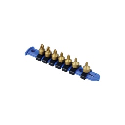 Jeu de 8 embouts à carré de 1/4" comprenant des embouts Pozi à profil bas, idéal pour les endroits restreints et les fixations difficiles à atteindre. 
Les embouts sont fabriqués en acier S2 avec une finition en titane et sont fournis sur un rail de rangement en plastique.

8 embouts de tournevis à profil bas à carré de 1/4".
Dimensions : 2 Pz1, 3 Pz2, 2 Pz3.
Longueur : 19 mm.
Les embouts sont fabriqués en acier S2 résistant aux chocs avec une finition en titane.
Livrés sur un rail à douilles en plastique pour le rangement.