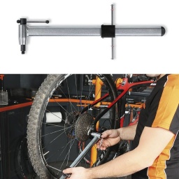 Outil pour l’alignement du dérailleur
Réglable pour roues de 20" à 29"
Indispensable pour vérifier l'alignement du support du dérailleur et résoudre les problèmes de changement de vitesses
Outil indispensable pour résoudre les problèmes liés au changement.
Peut être employé pour vérifier l'alignement du support de la boîte de vitesses, et pour la réaligner lorsque la déformation est limitée.