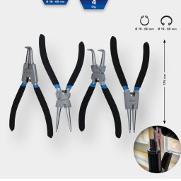 Jeu de pinces à Circlips, 175mm, 4pcs