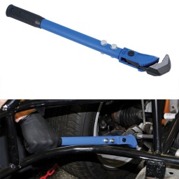 Clé de réglage de barre d'accouplement adaptée au réglage des barres d'accouplement, ainsi qu'à une utilisation générale.

Type clé à molette avec mâchoire à ressort à fixation rapide.
Poignée de 457 mm de long pour un plus grand effet de levier avec une plage de réglage de la mâchoire de 10 mm à 35 mm.
Les mâchoires dentées permettent d'éviter le glissement et l'endommagement des barres d'accouplement.
Mâchoire forgée à ressort pour la robustesse.
Poignée gainée de caoutchouc.
