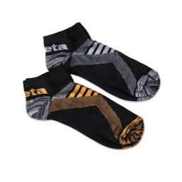 Deux paires de chaussettes sneaker avec inserts en texture respirante Une paire couleur noir/orange et une paire couleur noir/gris