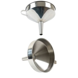 Entonnoir en acier inoxydable de 20 cm de diamètre
Dimensions : Diamètre d'entrée 20 cm, diamètre de sortie 2 cm
Longueur du tuyau de sortie 8,8 cm, hauteur totale 17,8 cm
Livré avec filtre et poignée
En acier inoxydable SS201
Filtre emballé séparément